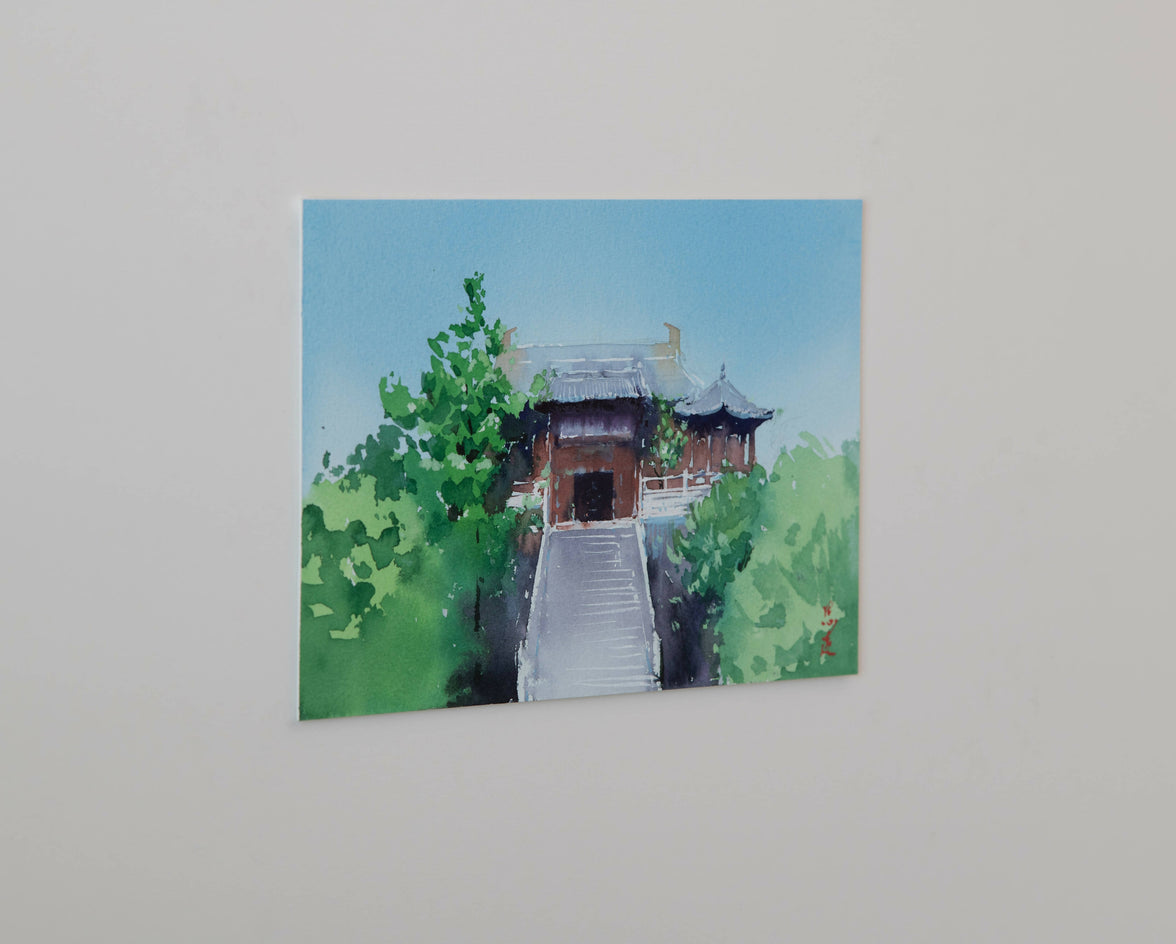 Watercolor Impressions of Chinese Architecture 8 by Siyuan Ma |  Side View of Artwork 