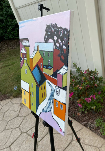 Snow Covered Town by Laura (Yi Zhen) Chen |  Side View of Artwork 