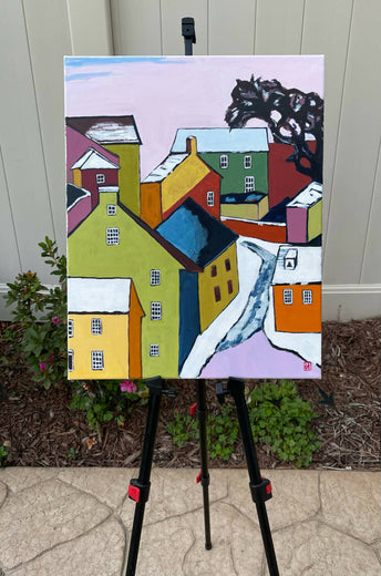 Snow Covered Town by Laura (Yi Zhen) Chen |   Closeup View of Artwork 