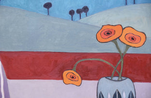Original art for sale at UGallery.com | Three Yellow Poppies by Feng Biddle | $1,300 | oil painting | 30' h x 30' w | photo 4