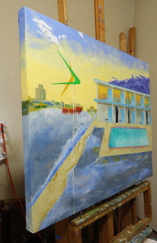 Passing Afternoon Storm at the El Ray Motel 2 by Mitchell Freifeld |  Side View of Artwork 