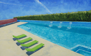 Original art for sale at UGallery.com | Four Green Chaise by Mitchell Freifeld | $900 | oil painting | 22' h x 35' w | photo 1