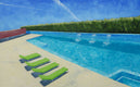 Original art for sale at UGallery.com | Four Green Chaise by Mitchell Freifeld | $900 | oil painting | 22' h x 35' w | thumbnail 1