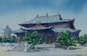 Original art for sale at UGallery.com | Watercolor Impressions of Chinese Architecture 11 by Siyuan Ma | $275 | watercolor painting | 7.5' h x 14' w | thumbnail 4