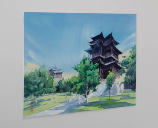 Watercolor Impressions of Chinese Architecture 10 by Siyuan Ma |  Side View of Artwork 