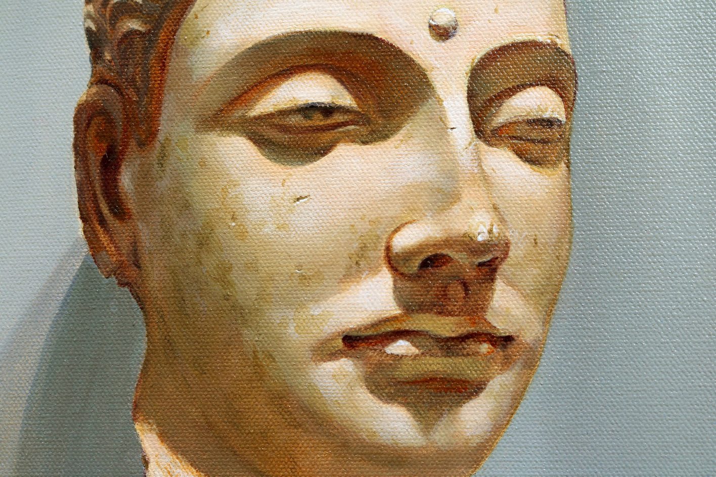 The Buddha Head Vase by Guigen Zha |  Closeup View of Artwork 