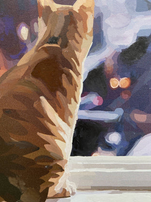 Cat Sitting by Keith Thomson |   Closeup View of Artwork 