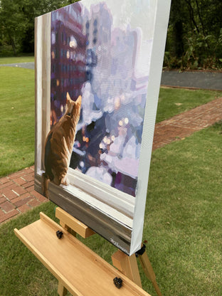 Cat Sitting by Keith Thomson |  Side View of Artwork 
