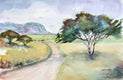 Original art for sale at UGallery.com | Acacia Trees 3 by Joe Giuffrida | $950 | watercolor painting | 15' h x 22' w | thumbnail 1