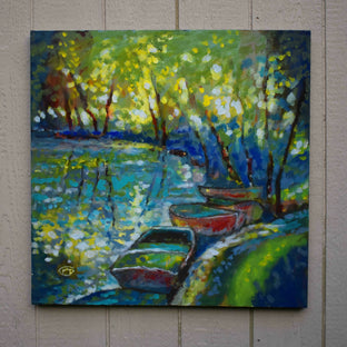 Original art for sale at UGallery.com | Summer Boats 2 by Kip Decker | $2,400 | acrylic painting | 30' h x 30' w | photo 3