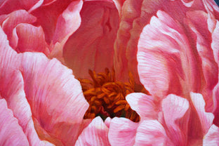 One Blossom One World. Peony & Deer I by Guigen Zha |   Closeup View of Artwork 