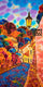 Original art for sale at UGallery.com | Blue Umbrella. Street in Prague. by Yelena Sidorova | $1,475 | mixed media artwork | 40' h x 20' w | thumbnail 1
