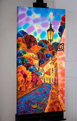 Blue Umbrella. Street in Prague. by Yelena Sidorova |  Context View of Artwork 