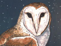 Original art for sale at UGallery.com | Wisdom Is Within - Barn Owl by Jennifer Ross | $525 | mixed media artwork | 16' h x 12' w | thumbnail 3