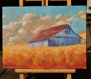 Original art for sale at UGallery.com | Barn on the Hill by Steven Guy Bilodeau | $525 | oil painting | 12' h x 16' w | photo 3