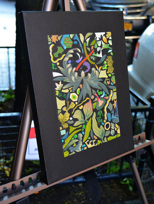 Original art for sale at UGallery.com | Kimono Soul (green) by Tomo Mori | $725 | mixed media artwork | 12' h x 9' w | photo 3
