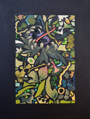 Original art for sale at UGallery.com | Kimono Soul (green) by Tomo Mori | $725 | mixed media artwork | 12' h x 9' w | photo 1