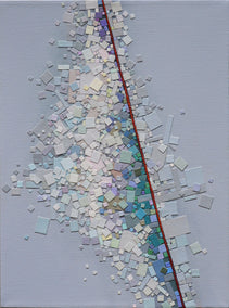 mixed media artwork by Tomo Mori titled Red String 3