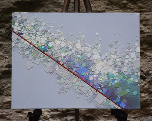 Original art for sale at UGallery.com | Red String 2 by Tomo Mori | $1,275 | mixed media artwork | 12' h x 16' w | photo 3