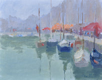 Original art for sale at UGallery.com | Morning in a Harbor by Oksana Johnson | $625 | oil painting | 11' h x 14' w | thumbnail 1