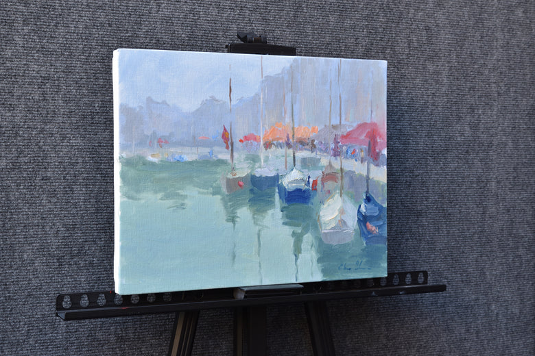 Morning in a Harbor by Oksana Johnson |  Context View of Artwork 