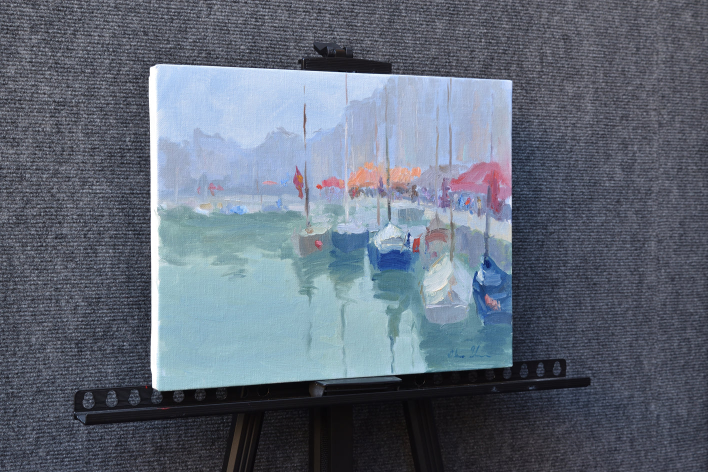 Morning in a Harbor by Oksana Johnson |  Context View of Artwork 