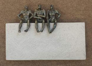 Original art for sale at UGallery.com | Small Beings Sitting on Gray by Yelitza Diaz | $875 | mixed media artwork | 12' h x 16' w | photo 1