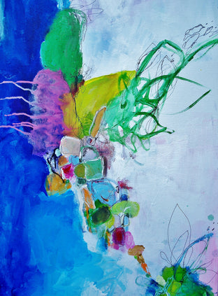 Original art for sale at UGallery.com | Garden by the Sea by Autumn Rose | $900 | mixed media artwork | 36' h x 18' w | photo 2