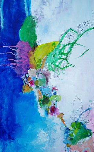 Original art for sale at UGallery.com | Garden by the Sea by Autumn Rose | $900 | mixed media artwork | 36' h x 18' w | photo 4