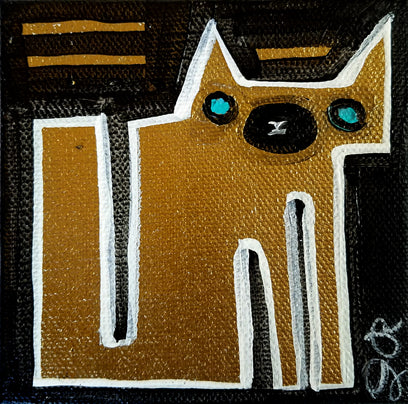 Siamese Cat on Black by Jessica JH Roller | Artwork Main Image