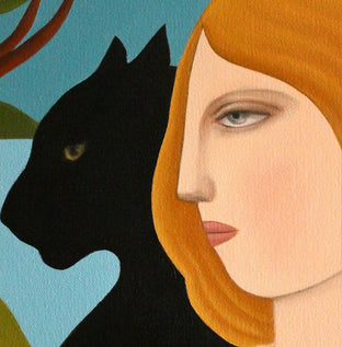 Original art for sale at UGallery.com | Profile with Black Panther by Naoko Paluszak | $650 | oil painting | 10' h x 10' w | photo 4