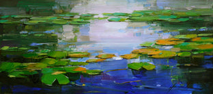 Original art for sale at UGallery.com | Waterlilies Green Reflections by Vahe Yeremyan | $425 | oil painting | 10' h x 23' w | photo 1