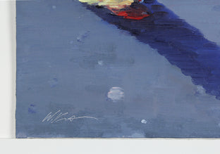 Original art for sale at UGallery.com | Blue Umbrella Blowing In Paris Rain by Warren Keating | $550 | oil painting | 14' h x 11' w | photo 4