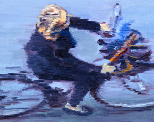 Original art for sale at UGallery.com | Hotelier on Bicycle in Paris No. 6 by Warren Keating | $550 | oil painting | 11' h x 14' w | photo 2