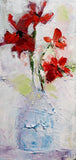 Original art for sale at UGallery.com | Red Flowers by Judy Mackey | $350 | oil painting | 12' h x 6' w | thumbnail 1