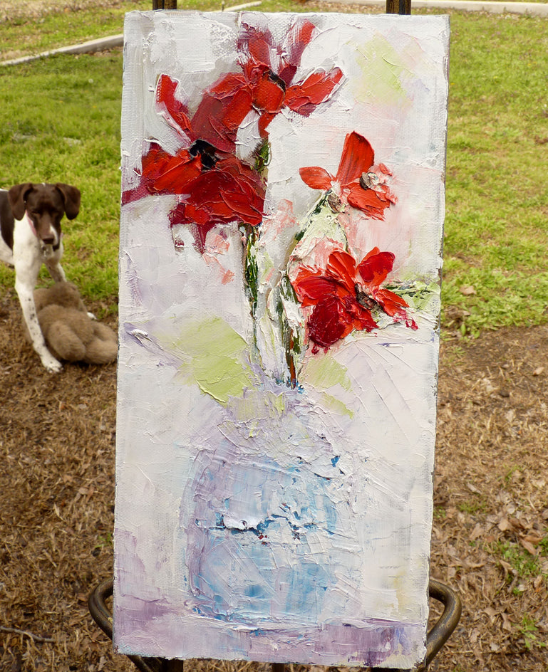Red Flowers by Judy Mackey |  Context View of Artwork 