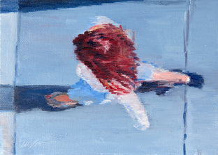 Original art for sale at UGallery.com | Girl Wearing Sandals at the Getty Center #4 by Warren Keating | $300 | oil painting | 5' h x 7' w | photo 1