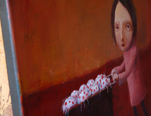 White Ladybugs by Krzysztof Iwin |  Side View of Artwork 