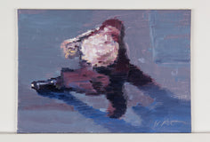 Original art for sale at UGallery.com | White Haired Lady in Paris by Warren Keating | $300 | oil painting | 5' h x 7' w | thumbnail 3