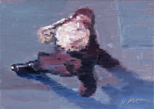 Original art for sale at UGallery.com | White Haired Lady in Paris by Warren Keating | $300 | oil painting | 5' h x 7' w | thumbnail 1