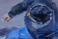 Original art for sale at UGallery.com | Man with Beanie Cap Smoking While Walking in Paris by Warren Keating | $300 | oil painting | 5' h x 7' w | thumbnail 4