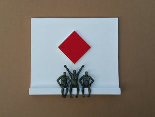Original art for sale at UGallery.com | Tribute to Mondrian, Red Diamond (U-14) by Yelitza Diaz | $1,100 | mixed media artwork | 18' h x 21' w | photo 3