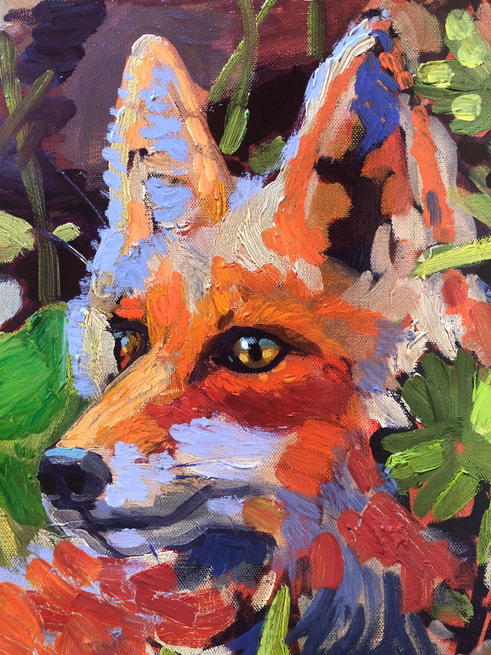 Costa Rica Falls with Fox by Tara Zalewsky-Nease |  Closeup View of Artwork 