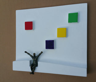 Original art for sale at UGallery.com | Tribute to Mondrian, Four Colors (U-16) by Yelitza Diaz | $1,000 | mixed media artwork | 18' h x 21' w | photo 2