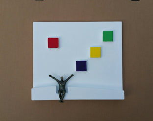 Original art for sale at UGallery.com | Tribute to Mondrian, Four Colors (U-16) by Yelitza Diaz | $1,000 | mixed media artwork | 18' h x 21' w | photo 3