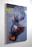 Original art for sale at UGallery.com | Umbrella and Smoker in Paris by Warren Keating | $2,650 | oil painting | 40' h x 30' w | thumbnail 2
