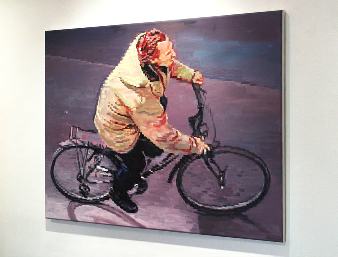 Parisian Man Riding Bicycle by Warren Keating |  Context View of Artwork 