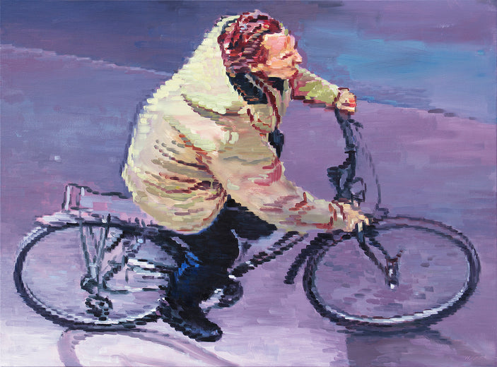 Parisian Man Riding Bicycle by Warren Keating |  Artwork Main Image 