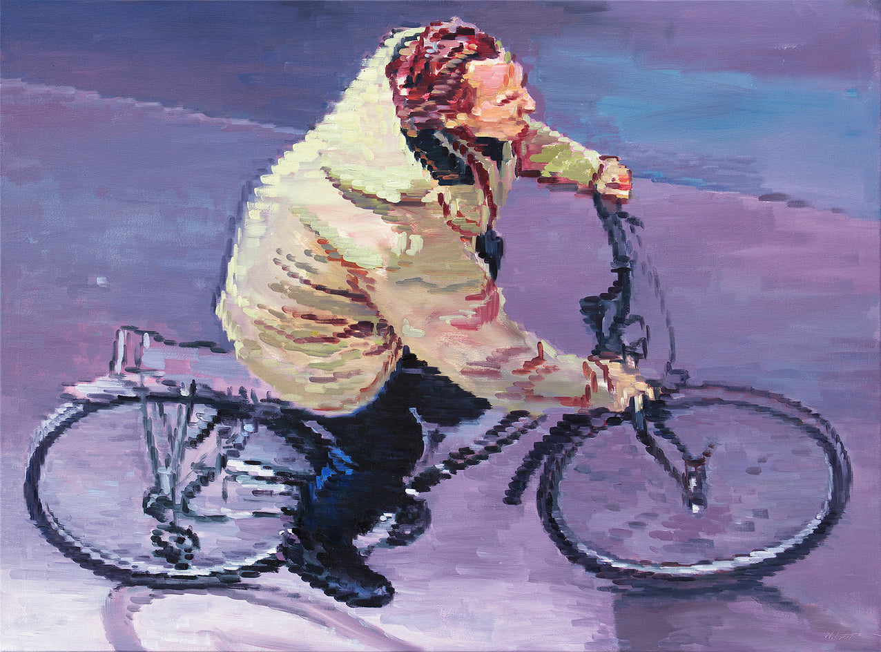 Parisian Man Riding Bicycle by Warren Keating |  Artwork Main Image 