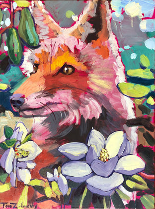Original art for sale at UGallery.com | Magnolia Fox by Tara Zalewsky-Nease | $800 | oil painting | 24' h x 18' w | photo 4